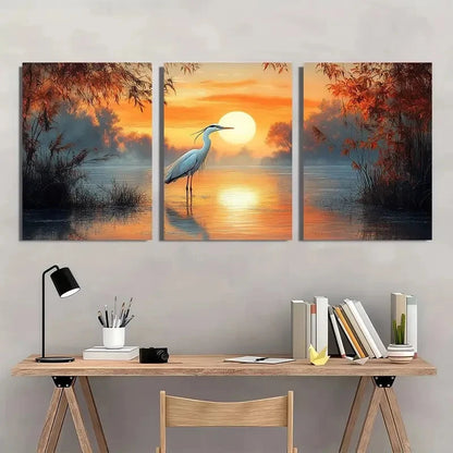 3pcs Golden Sunset Tranquil Water Nature Scenery Wall Art Set Canvas Framed 40x60cm - High Quality Print 100% Australian Made Wall Canvas Ready to Hang - Bella Home Decor