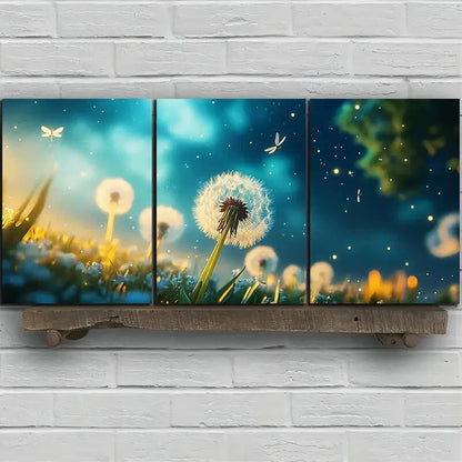 3pcs Beautiful Dandelion Green Trees Metal Print Ready to Hang Art - Bella Home Decor