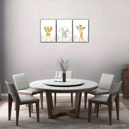 3pcs Leopard Elephant Giraffe Wild Anima Metal Print Ready to Hang Art