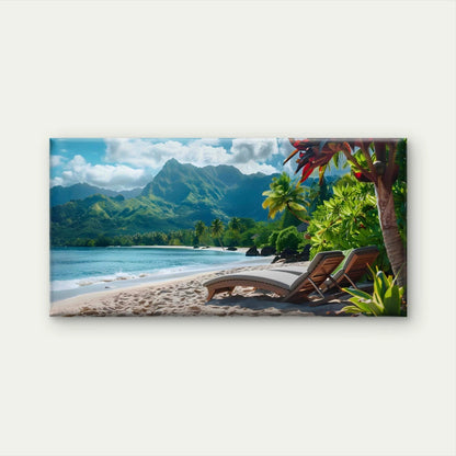 Tropical Paradise With Lush Wall Art Canvas Office Home Room Framed 120x60cm