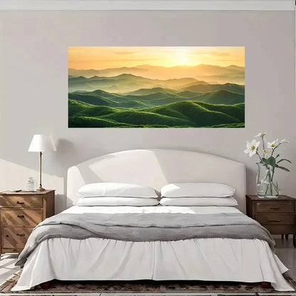 Golden Mountain Landscape Wall Art Canvas Office Home Room Framed 120x60cm