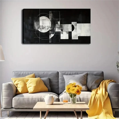 Black & Gray Abstract Design Wall Art Canvas Office Home Room Framed 120x60cm - Bella Home Decor