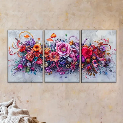 3pcs Colorful flowers and butterflies Wall Art Set Canvas Framed 60x90cm - High Quality Print 100% Australian Made Wall Canvas Ready to Hang - Bella Home Decor