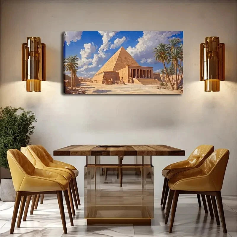 Pyramid & Colonnade Landscape Wall Art Canvas Office Home Room Framed 120x60cm - Bella Home Decor