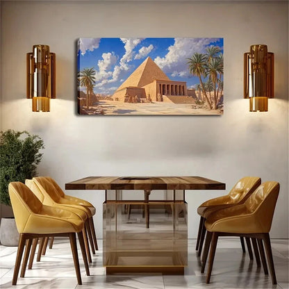 Pyramid & Colonnade Landscape Wall Art Canvas Office Home Room Framed 120x60cm - Bella Home Decor
