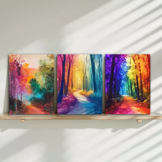 3pcs Abstract Forest Path Wall Art Canvas Unframed - High Quality Print 100% Australian Made Wall Canvas
