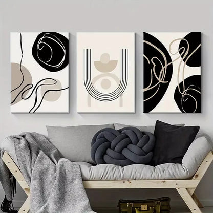 3pcs Abstract Mid Century Modern Boho Wall Art Canvas Framed 40x60cm - High Quality Print 100% Australian Made Wall Canvas Ready to Hang - Bella Home Decor