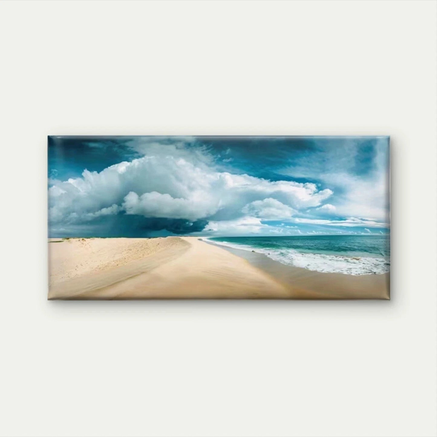 Sea, Sandy & Dramatic Ocean Wall Art Canvas Office Home Room Framed 120x60cm