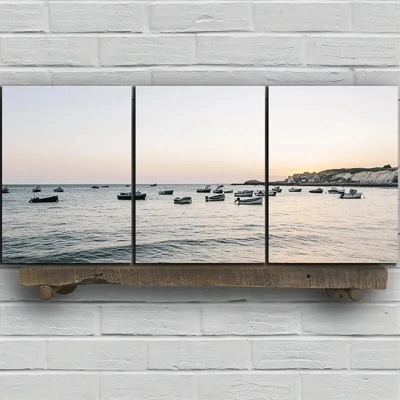 3pcs Charming Cottage by the Lake Metal Print Ready to Hang Art - Bella Home Decor