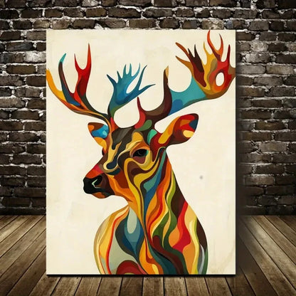 Beautiful Modern Abstract Elk Contemporary Painting 40x60cm Metal Print Ready to Hang - Bella Home Decor