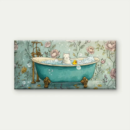 Rubber Duck in Floral Bubble Wall Art Canvas Office Home Room Framed 120x60cm