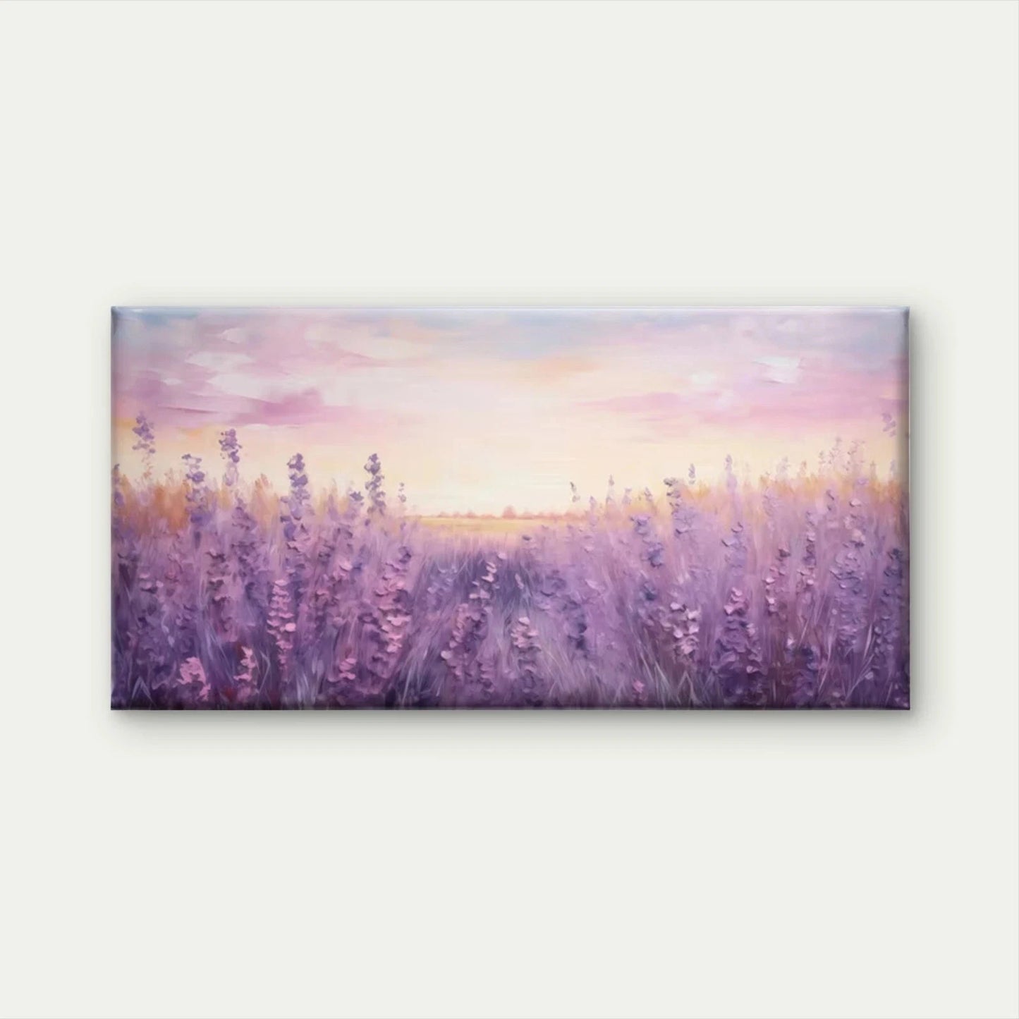 Lavender Flowers Field Wall Art Canvas Office Home Room Framed 120x60cm