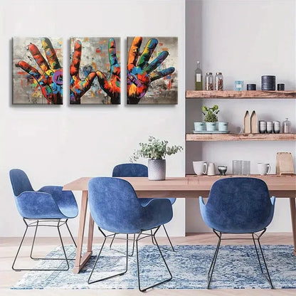 3pcs Abstract Graffiti Style Colorful Metal Print Ready to Hang Art - Bella Home Decor