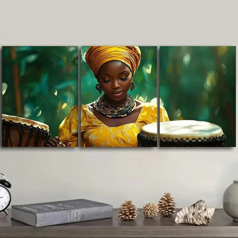 3pcs Women play instruments Wall Art Set Canvas Framed 50x70cm - High Quality Print 100% Australian Made Wall Canvas Ready to Hang - Bella Home Decor