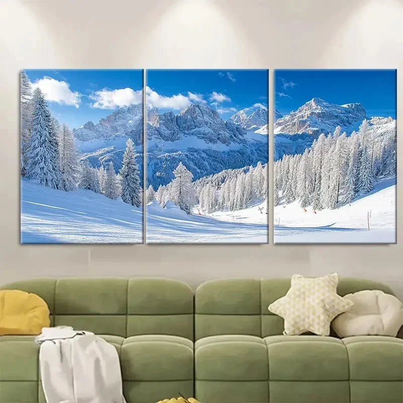 3pcs Cortina d'Ampezzo Ski Resort Travel Metal Print Ready to Hang Art - Bella Home Decor