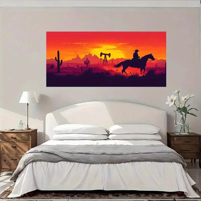 Western Desert Sunset Wall Art Canvas Office Home Room Framed 120x60cm