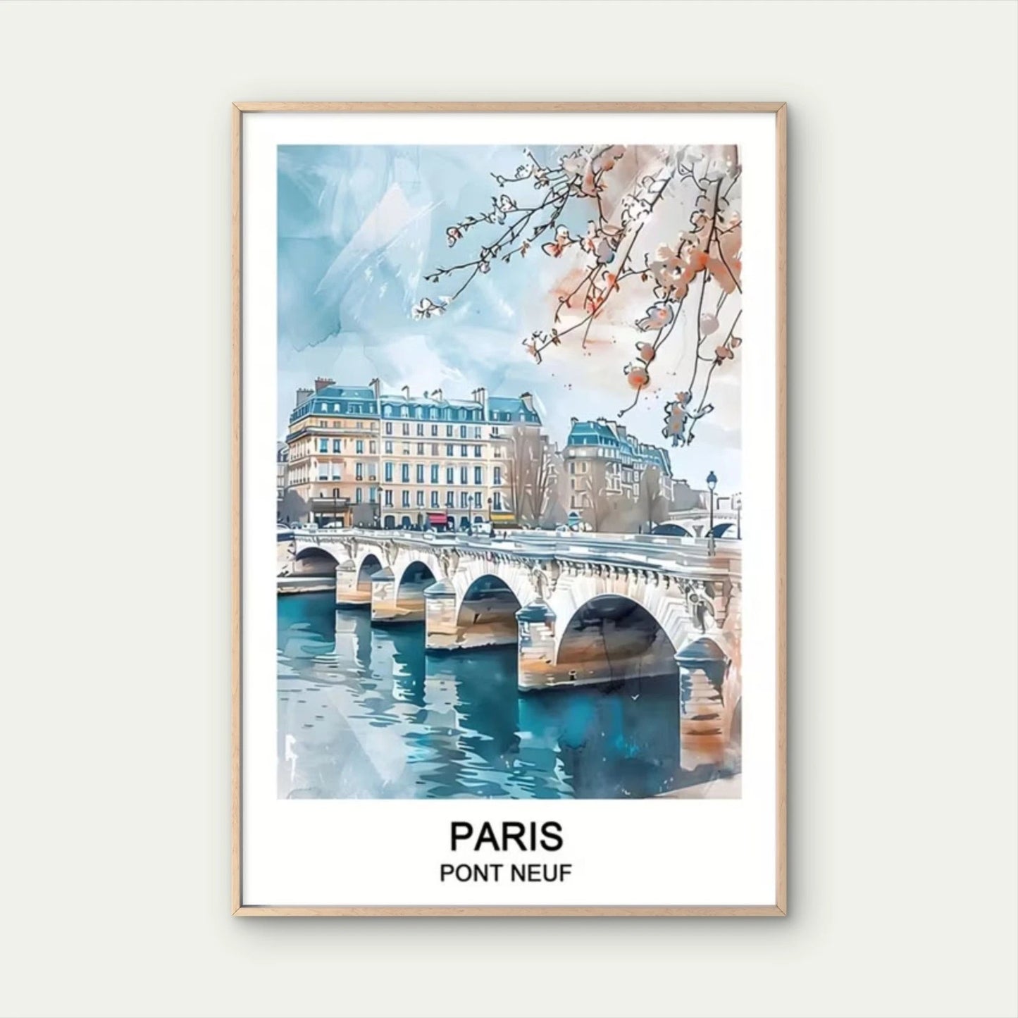 Paris Pont Neuf Seine River Scene Travel Poster Print Wall Art