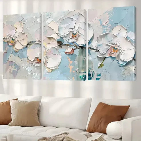 3pcs Abstract Flower Wall Art Set Canvas Unframed - High Quality Print 100% Australian Made Wall Canvas - Bella Home Decor
