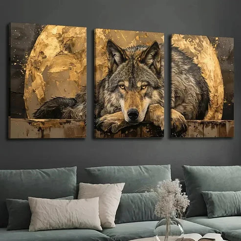 3pcs Wolf on the Moon Abstract Wall Art Set Canvas Unframed – High Quality Print 100% Australian Made Wall Canvas