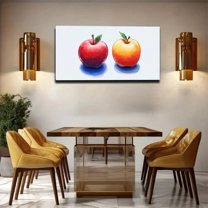 Green Leaves Brown Stem Apple Wall Art Canvas Office Home Room Framed 120x60cm