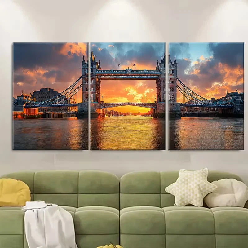 3pcs Tower Bridge on the River Metal Print Ready to Hang Art