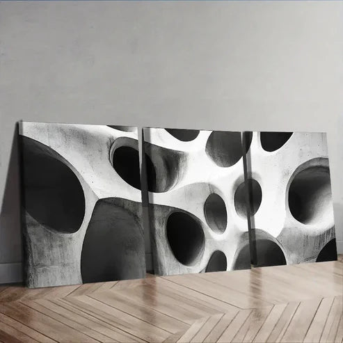 3pcs Organic Shaped Holes Abstract Wall Art Set Canvas Unframed - High Quality Print 100% Australian Made Wall Canvas
