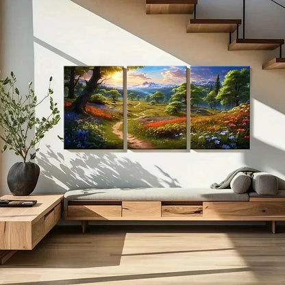 3pcs Fantasy Natural Landscape Anime Style Wall Art Set Canvas Framed 50x70cm - High Quality Print 100% Australian Made Wall Canvas Ready to Hang - Bella Home Decor