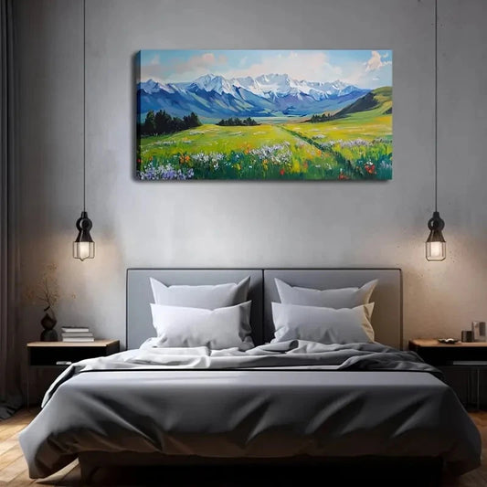 Deco Classic Minimalist Lands Wall Art Canvas Office Home Room Framed 120x60cm