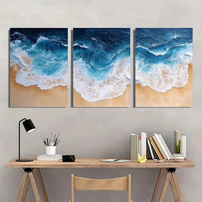 3pcs Panoramic Ocean Beach Sea Wall Art Set – Wall Art Canvas Unframed - High Quality Print 100% Australian Made Wall Canvas