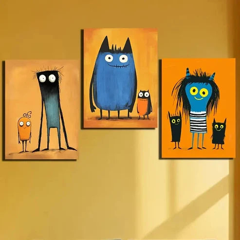 3pcs Painting of Three People Wall Art Set Canvas Unframed - High Quality Print 100% Australian Made Wall Canvas