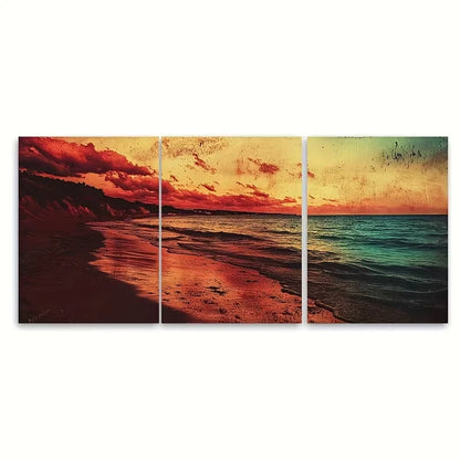3pcs Amazing Sunset and Beach in Sri Lanka Wall Art Set Canvas Framed 40x60cm - High Quality Print 100% Australian Made Wall Canvas Ready to Hang - Bella Home Decor