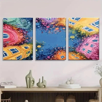 3pcs Abstract Art In The Center Wall Art Set Canvas Framed 40x60cm - High Quality Print 100% Australian Made Wall Canvas Ready to Hang - Bella Home Decor