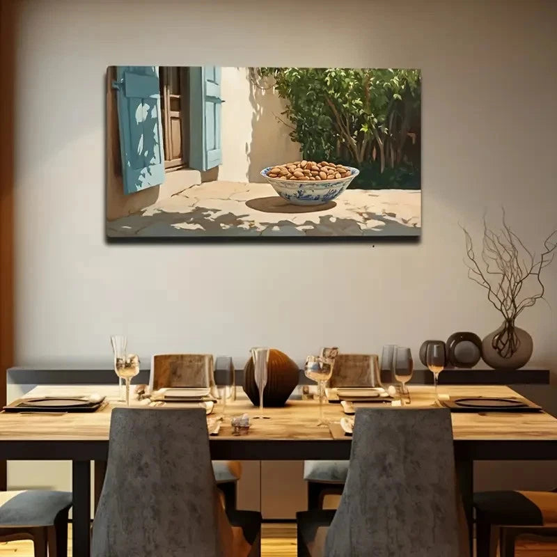 Brown Almonds Mediterranean Wall Art Canvas Office Home Room Framed 120x60cm