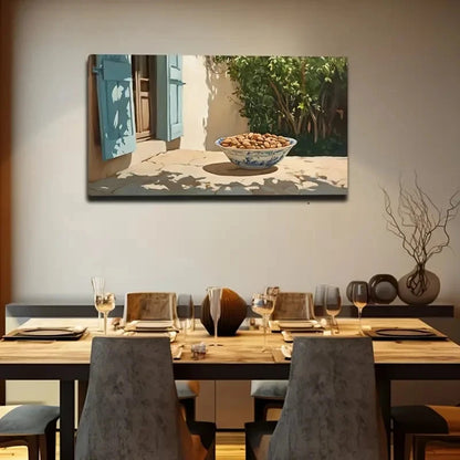 Brown Almonds Mediterranean Wall Art Canvas Office Home Room Framed 120x60cm