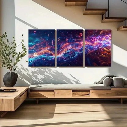 3pcs Abstract Style Colorful Musical Notes Wall Art Set Canvas Framed 50x70cm - High Quality Print 100% Australian Made Wall Canvas Ready to Hang - Bella Home Decor