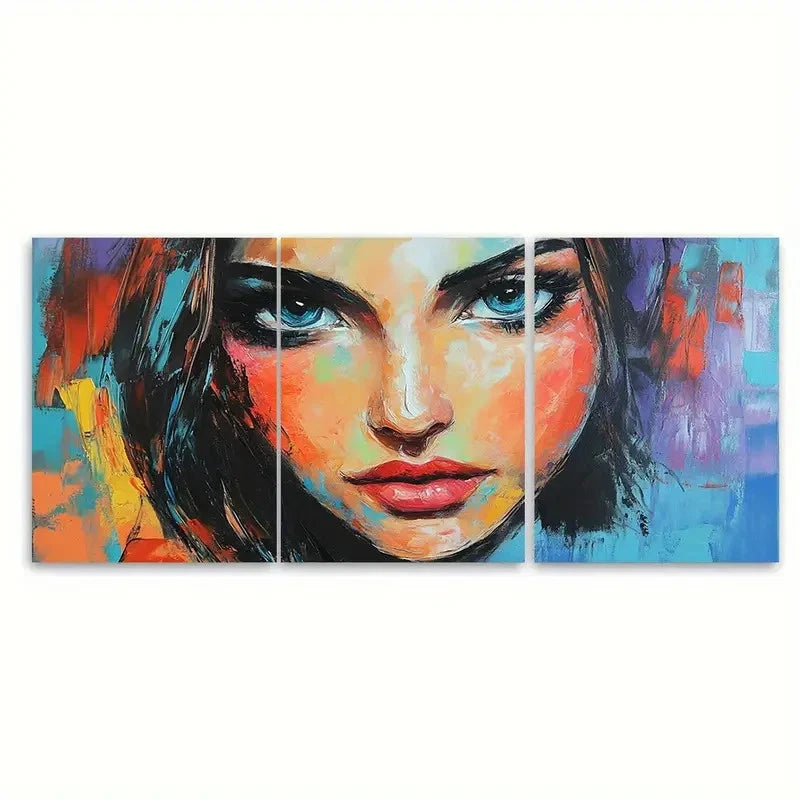 3pcs Abstract Lady Painting Woman Portrait Wall Art Set Canvas Framed 40x60cm - High Quality Print 100% Australian Made Wall Canvas Ready to Hang - Bella Home Decor