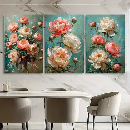 3pcs Peony Blossom Canvas Unframed - High Quality Print 100% Australian Made Wall Canvas