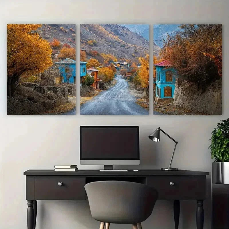 3pcs Traditional Wooden Afghanistan Perfect Wall Art Set Canvas Framed 40x60cm - High Quality Print 100% Australian Made Wall Canvas Ready to Hang