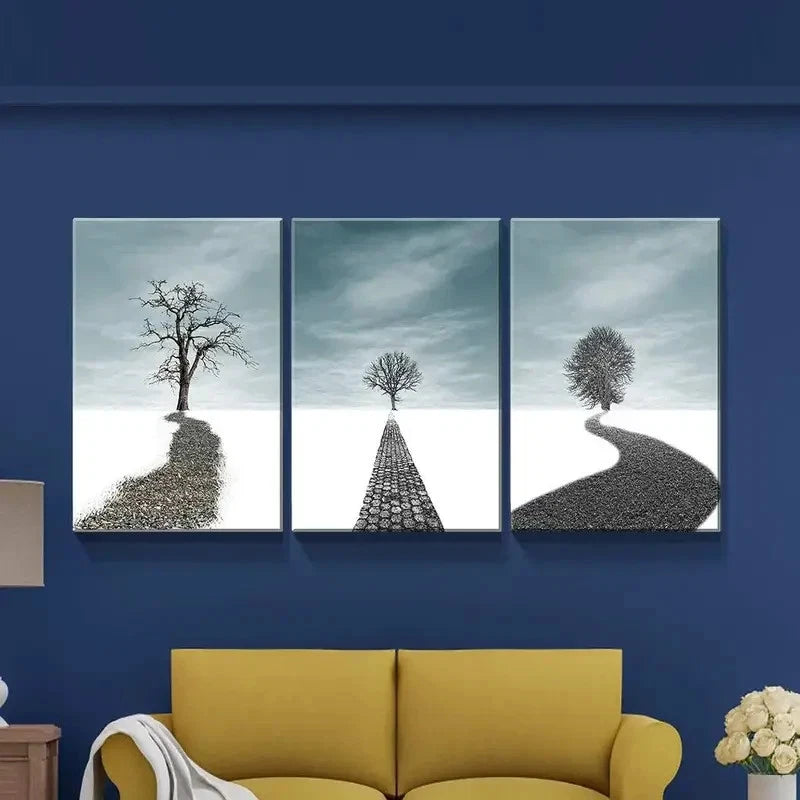 3pcs Dead Tree Scenery in Snow Landscape Metal Print Ready to Hang Art - Bella Home Decor