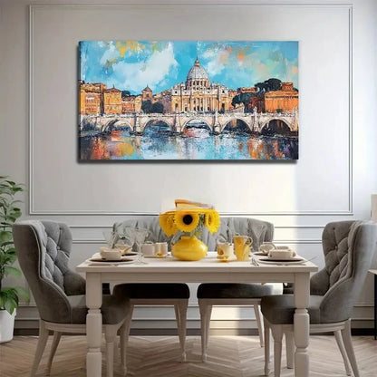 Vibrant Rome Cityscape Wall Art Canvas Office Home Room Framed 120x60cm