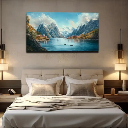 Lake At The Foot Wall Art Canvas Office Home Room Framed 120x60cm