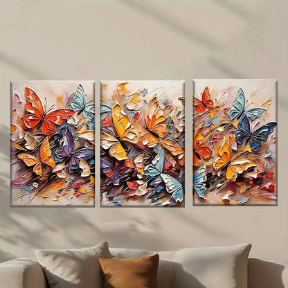 3pcs Painting of Colorful Butterflies Wall Art Set Canvas Framed 50x70cm - High Quality Print 100% Australian Made Wall Canvas Ready to Hang