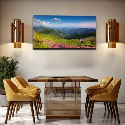 Mountains Wide View Wall Art Canvas Office Home Room Framed 120x60cm
