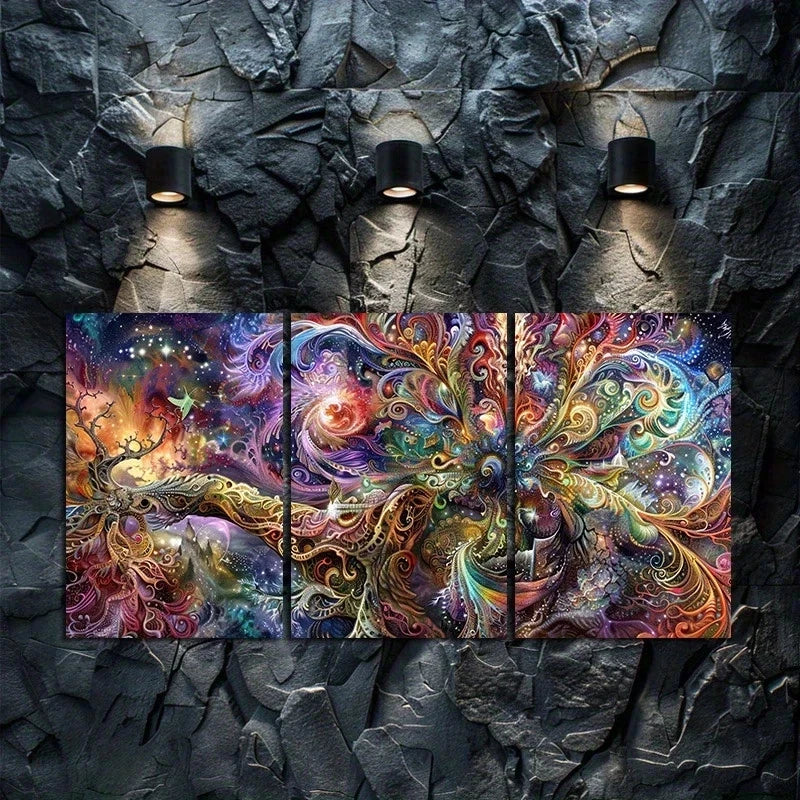 3pcs Oil Painting Lying on the Lawn Metal Print Ready to Hang Art