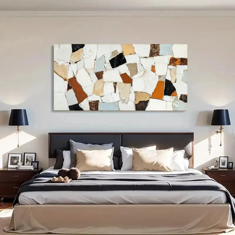 Modern Brown Light Blue White Wall Art Canvas Office Home Room Framed 120x60cm