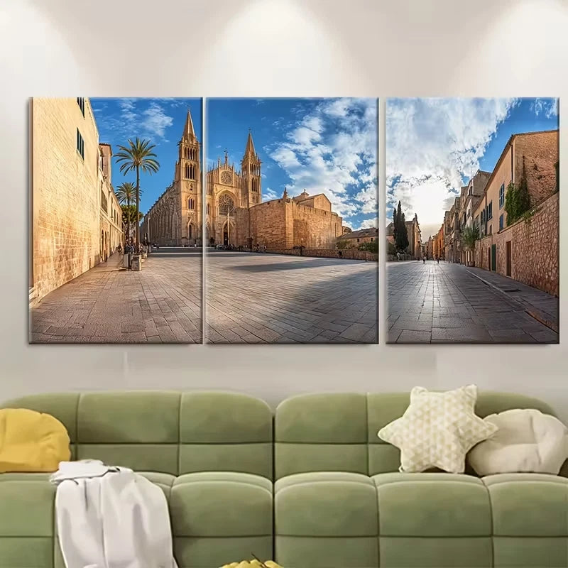 3pcs Palma de Mallorca La Seu Metal Print Ready to Hang Art