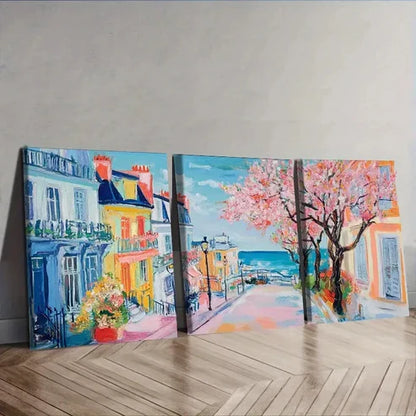 3pcs Featuring Blooming Cherry Blossoms Wall Art Canvas Unframed - High Quality Print 100% Australian Made Wall Canvas