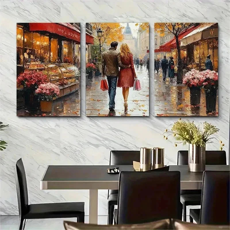 3pcs Humorous Parisian Shopping Quote Perfect Wall Art Set Canvas Framed 60x90cm - High Quality Print 100% Australian Made Wall Canvas Ready to Hang