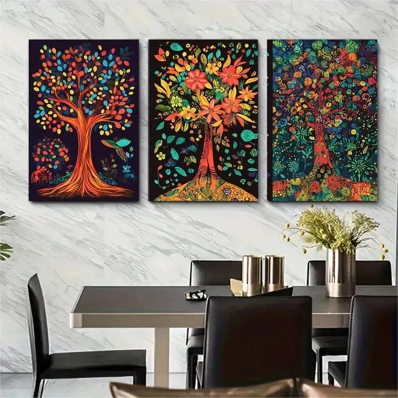 3pcs Indigenous African Ghana Travel Perfect Wall Art Set Canvas Framed 50x70cm - High Quality Print 100% Australian Made Wall Canvas Ready to Hang
