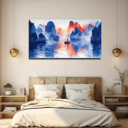 Painting Boat Perfect Wall Art Canvas Office Home Room Framed 120x60cm